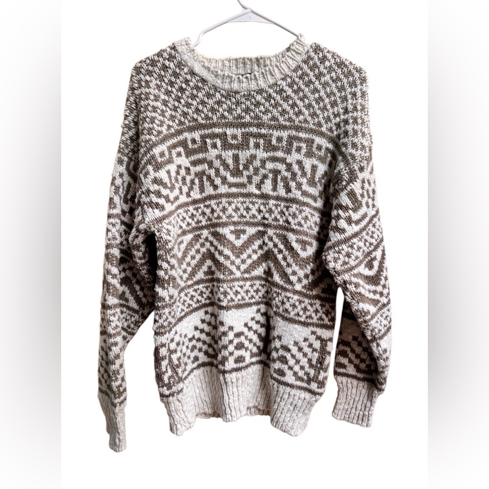 Vintage Boathouse Sweater Men’s L Fair Isle Knit 100% Cotton Made in USA